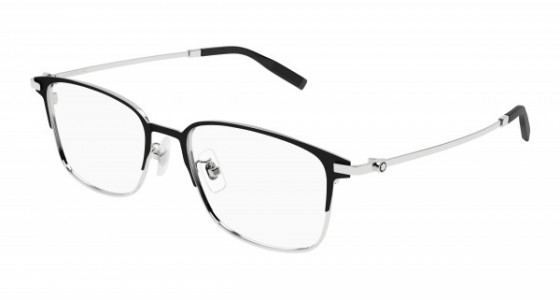Montblanc MB0314OA Eyeglasses, 001 - BLACK with SILVER temples and TRANSPARENT lenses