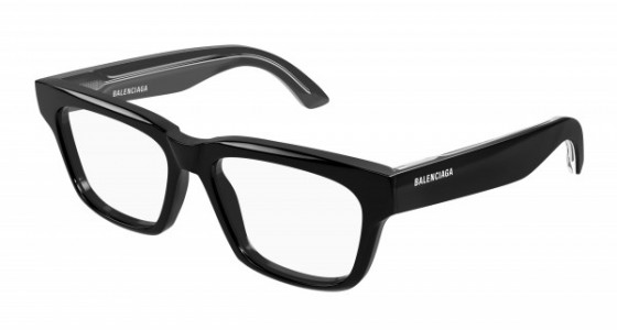 Balenciaga BB0343O Eyeglasses, 001 - BLACK with TRANSPARENT lenses