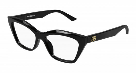 Balenciaga BB0342O Eyeglasses, 001 - BLACK with TRANSPARENT lenses