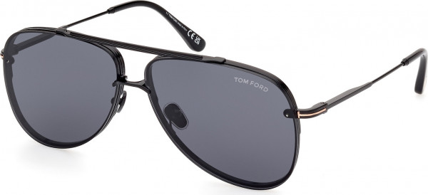 Tom Ford FT1071 LEON Sunglasses, 01A - Shiny Black / Shiny Black
