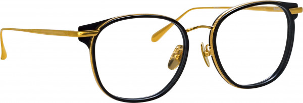 Linda Farrow LFL1486 BOWER Eyeglasses, (001) BLACK/ YELLOW GOLD/