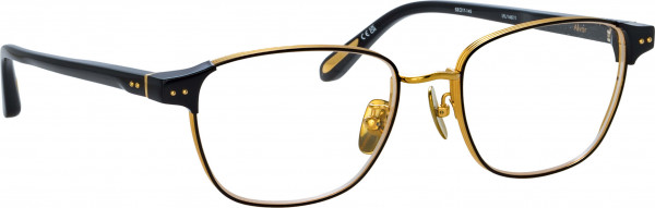Linda Farrow LFL1487 ALVAR Eyeglasses, (001) BLACK/ BLACK/ YELLOW GOLD