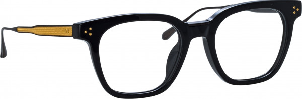 Linda Farrow LFL1508 EVANS Eyeglasses, (001) BLK/ MATT NCKL/ YLLW GOLD