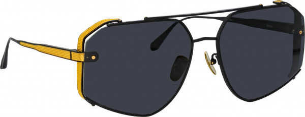 Linda Farrow LFL1505S AMAR Sunglasses, (001) MATT NCKL/ YLLW GLD/ SLD GREY