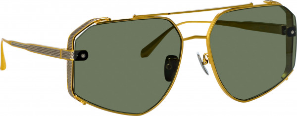 Linda Farrow LFL1505S AMAR Sunglasses, (003) YELLOW GOLD/ WHITE GOLD/ GREEN