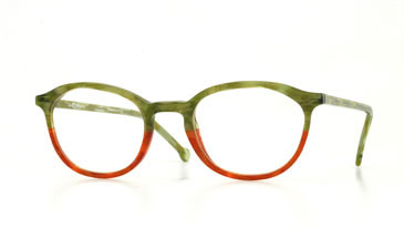 LA Eyeworks Novak Eyeglasses, 963 Green Orange Shell Split