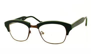 LA Eyeworks Poe Eyeglasses, 286495 Black Green Stripe