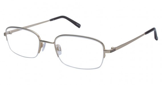 TuraFlex M883 Eyeglasses, SEMI MATTE GOLD W/DARK BROWN (GLD)