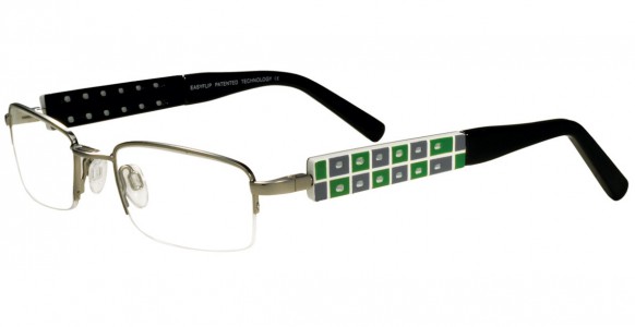 EasyClip Q4079 Eyeglasses, MATT SILVER AND BLACK // GREEN AND