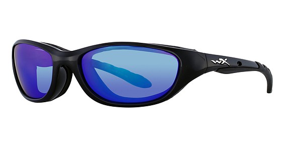 Wiley X AIRRAGE Sunglasses, Gloss Black (Polarized Blue Mirror)