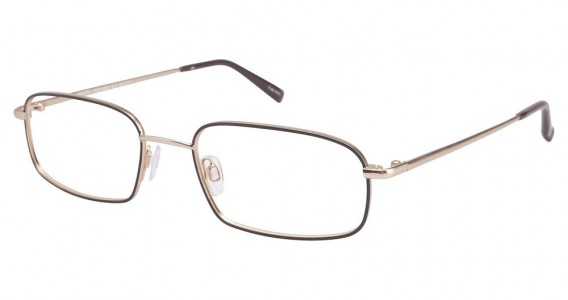 TuraFlex M884 Eyeglasses, SEMI MATTE GOLD W/BROWN ENAMEL (GLD)