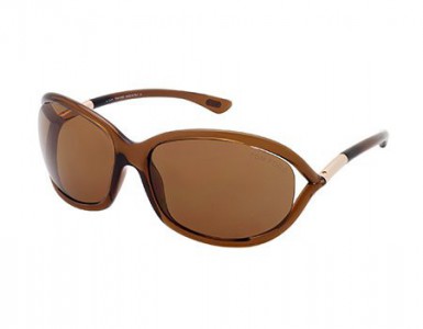 Tom Ford JENNIFER Sunglasses, 48H - Shiny Dark Brown / Brown Polarized