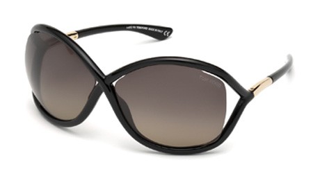 Tom Ford WHITNEY Sunglasses, 01D - Shiny Black / Smoke Polarized