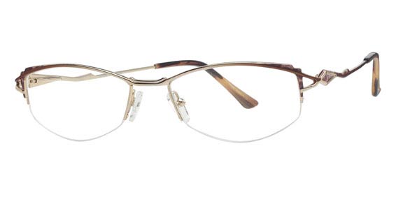 Cote D'Azur Glamour Eyeglasses, 1 Gold/Brown