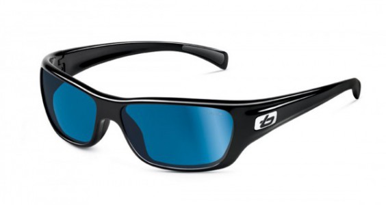 Bolle Crown Sunglasses, Shiny Black / Polarized Offshore Blue