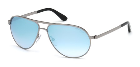Tom Ford MARKO Sunglasses, 14X - Shiny Light Ruthenium / Blu Mirror
