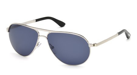 Tom Ford MARKO Sunglasses, 18V - Shiny Rhodium / Blue