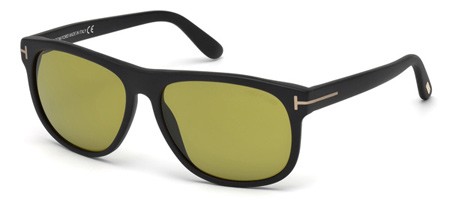 Tom Ford OLIVIER Sunglasses, 02N - Matte Black / Green
