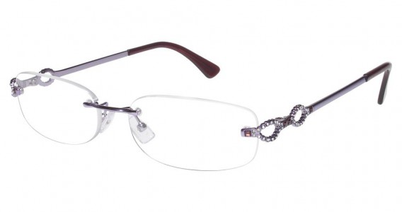 Tura TE220 Eyeglasses, Lavendar with crystal and fuschia (LAV)