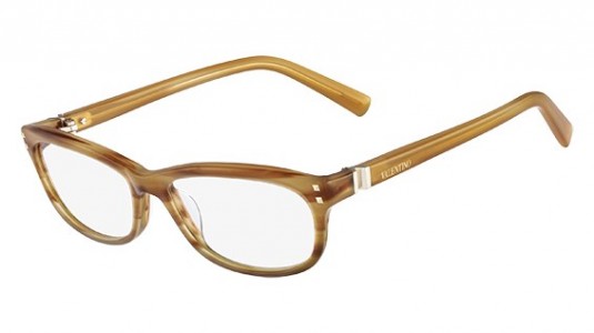 Valentino V2649 Eyeglasses, (205) STRIPED BROWN KHAKI