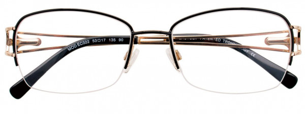 EasyClip EC322 Eyeglasses, 090 - Satin Black & Shiny Gold