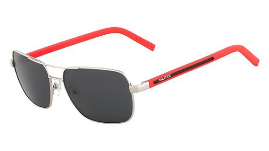 Nautica N8505S Sunglasses, 701 SHINY PALLADIUM/ RED