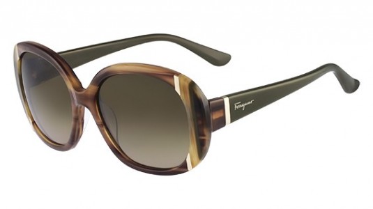 Ferragamo SF674S Sunglasses, (216) STRIPED BROWN