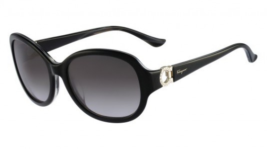 Ferragamo SF703SR Sunglasses, 014 BLACK/GREY HORN