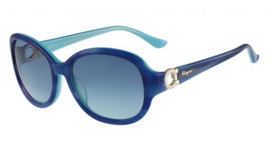 Ferragamo SF703SR Sunglasses, 440 BLUE/TURQUOISE