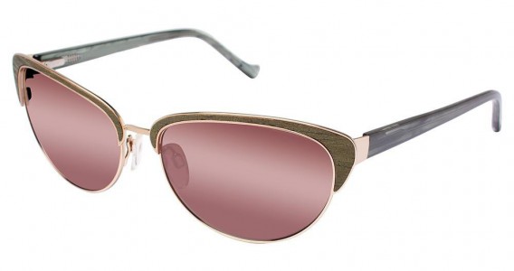 Tura 053 Sunglasses, Gold/Green Wood (GLD)