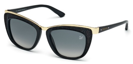 Swarovski DIVA Sunglasses, 01B - Shiny Black / Gradient Smoke