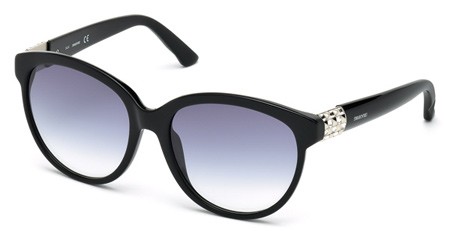 Swarovski ELSA Sunglasses, 01W - Shiny Black / Gradient Blue