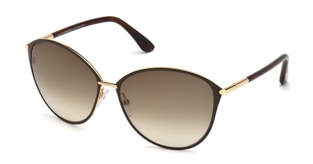 Tom Ford PENELOPE Sunglasses, 28F - Shiny Rose Gold / Gradient Brown