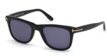 Tom Ford LEO Sunglasses, 01V - Shiny Black / Blue