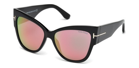 Tom Ford ANOUSHKA Sunglasses, 01Z - Shiny Black / Gradient Or Mirror Violet