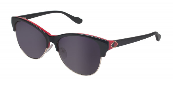 Lulu Guinness L119 Sunglasses, Black/Red (BLK)