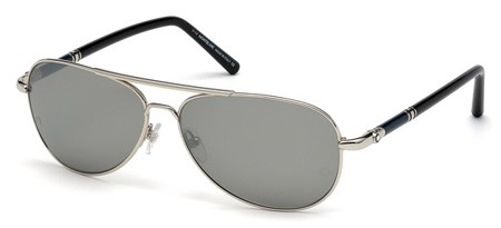 Montblanc MB-509S Sunglasses, 16C - Shiny Palladium / Smoke Mirror