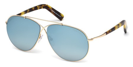 Tom Ford EVA Sunglasses, 28X - Shiny Rose Gold / Blu Mirror