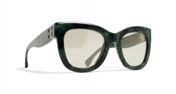 Mykita DAWN Sunglasses, MARBLE GREEN - LENS: MISTY GREEN METALLIC