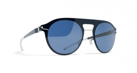 Mykita LESTER Sunglasses, SILVER/NIGHT SKY - LENS: SAPHIRE BLUE FLASH