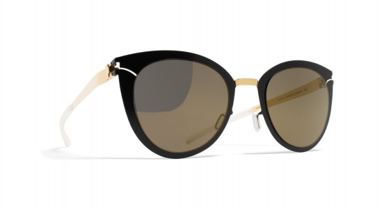 Mykita PRISCILLA Sunglasses, GOLD/JET BLACK - LENS: BRILLIANT GREY SOLID