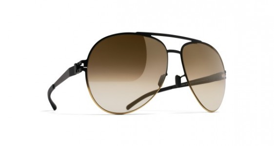 Mykita ERWIN Sunglasses, F67 BLACK/GOLD GRADIENT - LENS: BROWN GRADIENT FLASH