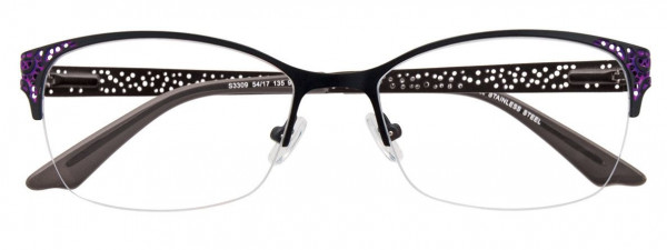 MDX S3309 Eyeglasses, 090 - Satin Black & Mauve