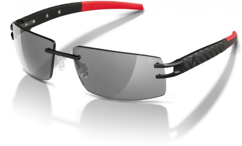 TAG Heuer L-TYPE LW 0401 Sunglasses, Anthracite / Black-Red-Calfskin Carbon Temples / Grey Outdoor + Flash (120)