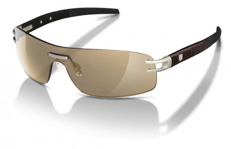 TAG Heuer L-TYPE LW 0452 Sunglasses, Pure / Black-Black-Alligator Matte Brown Temples / Brown Outdoor + Flash (201)