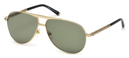 Montblanc MB-517S Sunglasses, 28R - Shiny Rose Gold / Green Polarized