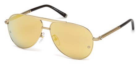 Montblanc MB-517S Sunglasses, 30C - Shiny Endura Gold / Smoke Mirror