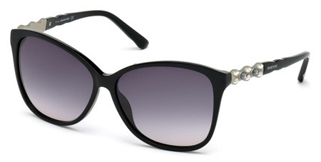 Swarovski ELIZABETH Sunglasses, 01B - Shiny Black / Gradient Smoke
