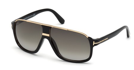 Tom Ford ELIOTT Sunglasses, 01P - Shiny Black / Gradient Green