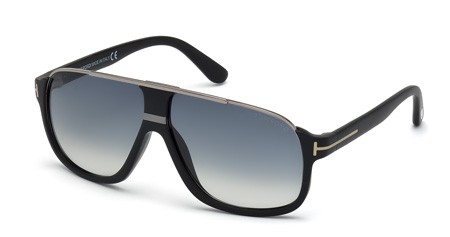 Tom Ford ELIOTT Sunglasses, 02W - Matte Black / Gradient Blue